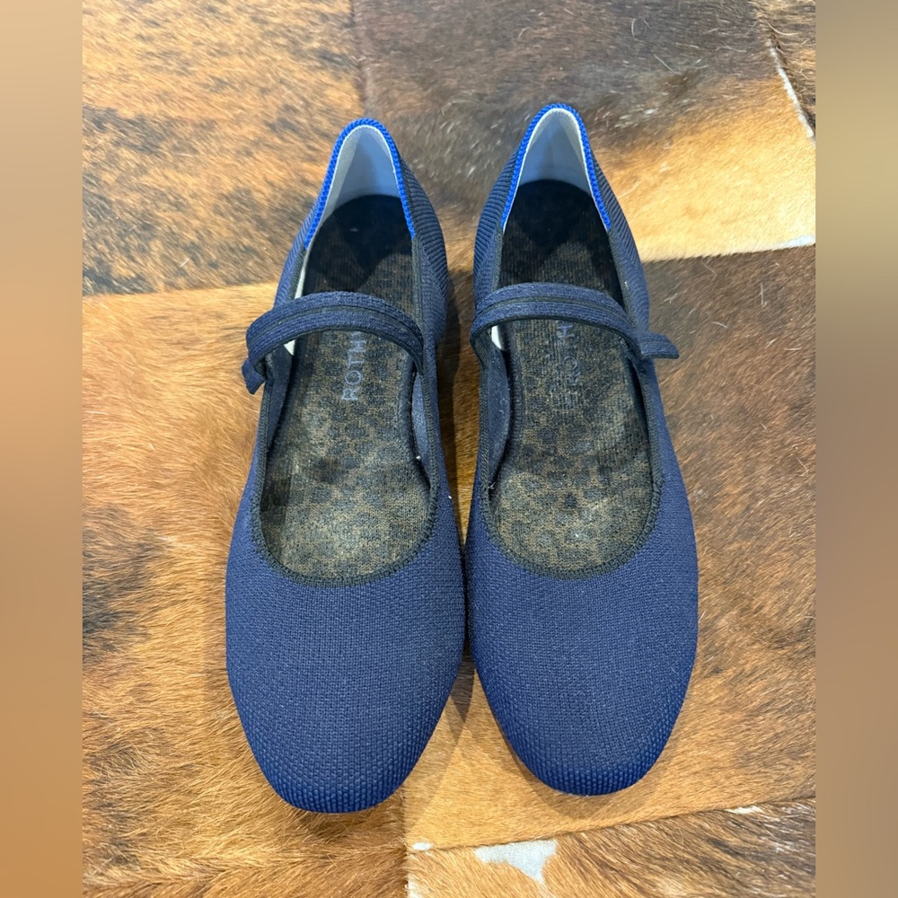 Rothy's Navy Mary Jane Flats with Strap - Picture 2 of 9